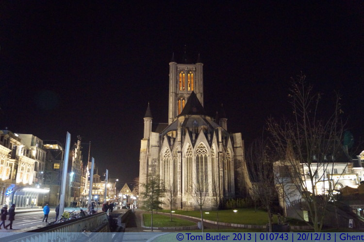 Photo ID: 010743, St Nicholas church at night, Ghent, Belgium