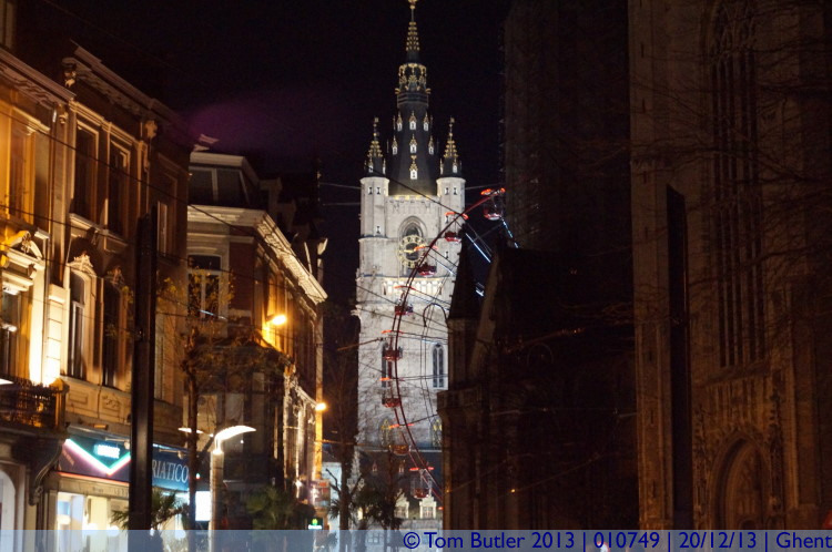 Photo ID: 010749, The Belfry and Ferris Wheel, Ghent, Belgium