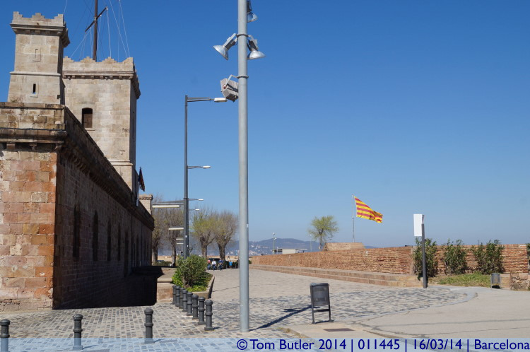 Photo ID: 011445, Catalan flag flying above Montjuc, Barcelona, Spain