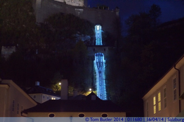 Photo ID: 011680, The illuminated funicular, Salzburg, Austria