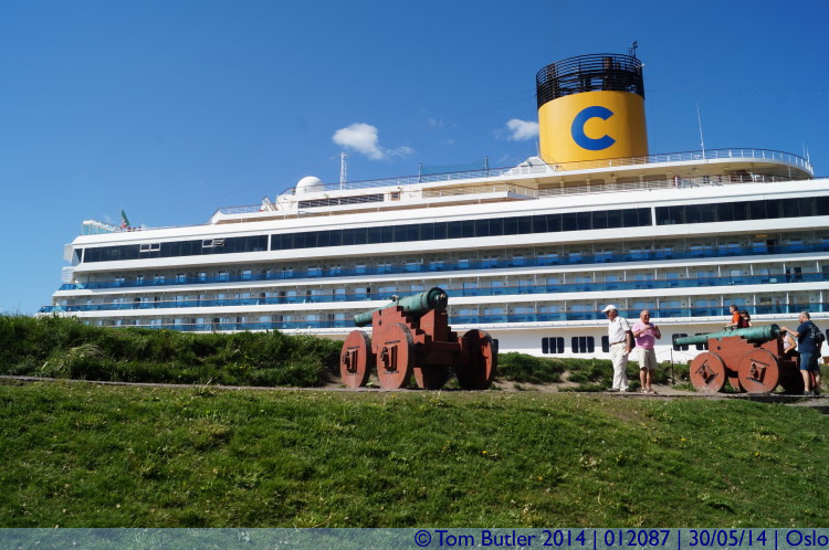 Photo ID: 012087, Costa Fortuna towering over the castle, Oslo, Norway