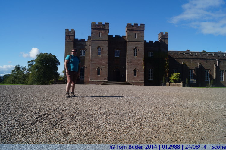 Photo ID: 012988, Standing in front of Scone, Scone, Scotland