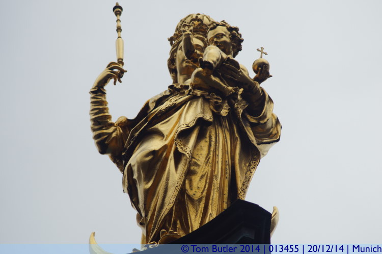 Photo ID: 013455, The Virgin Mary statue in Marienplatz, Munich, Germany