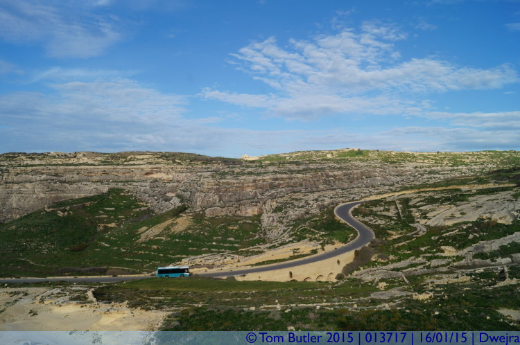 Photo ID: 013717, A bus starts the climb uphill, Dwejra, Malta