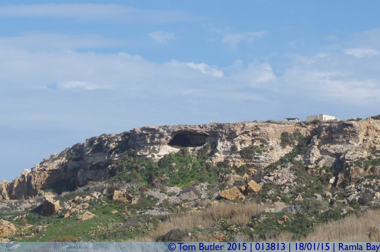 Photo ID: 013813, Cave above the beach, Ramla Bay, Malta