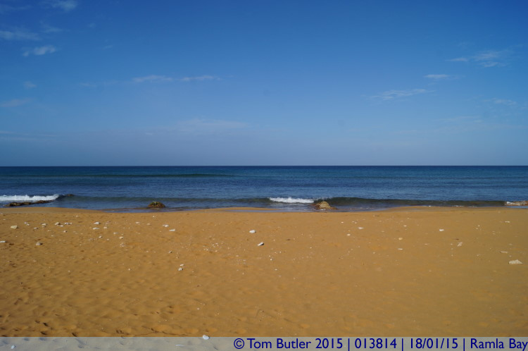 Photo ID: 013814, Mediterranean lapping at the beach, Ramla Bay, Malta