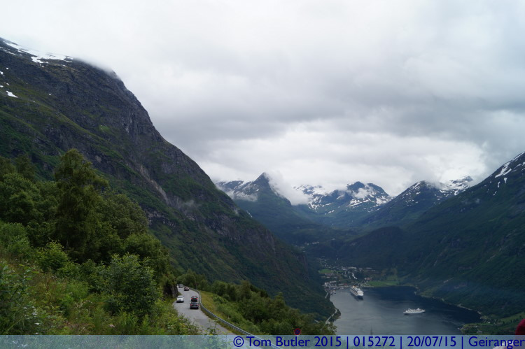 Photo ID: 015272, Looking down on the town, Geiranger, Norway