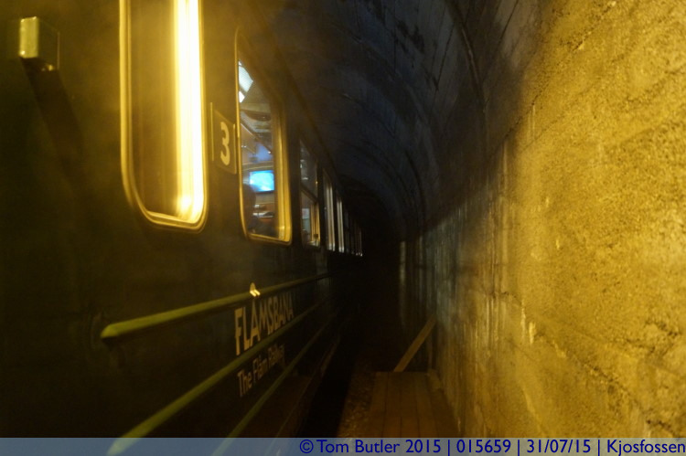 Photo ID: 015659, Re-boarding the train in a tunnel, Kjosfossen, Norway