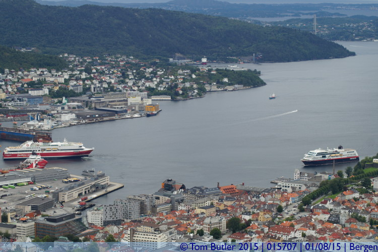 Photo ID: 015707, Fjord line departs Hurtigruten arrives, Bergen, Norway