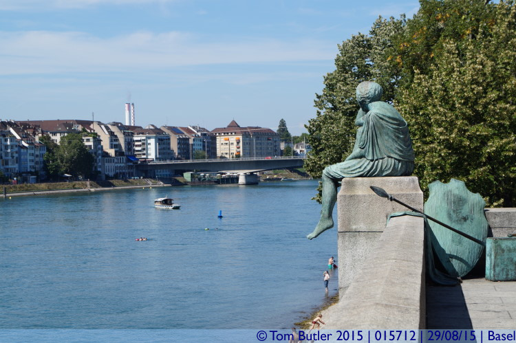 Photo ID: 015712, Statue and River, Basel, Switzerland