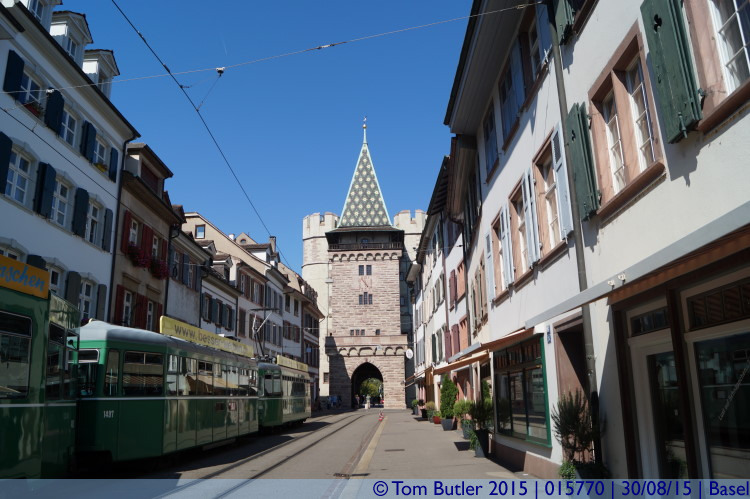 Photo ID: 015770, A tram passes the gate, Basel, Switzerland