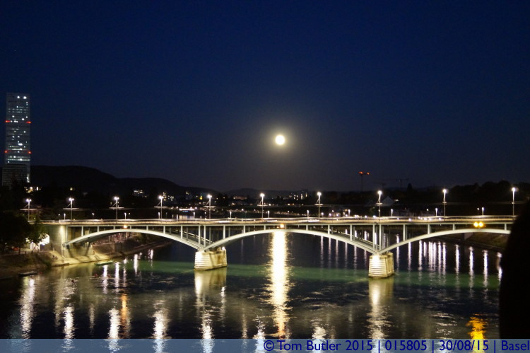 Photo ID: 015805, Moon over the Rhine, Basel, Switzerland