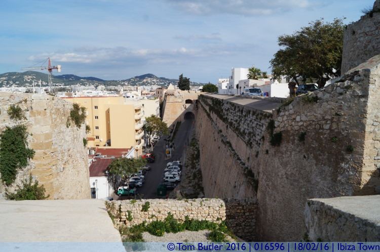Photo ID: 016596, Looking down on the walls, Ibiza Town, Spain
