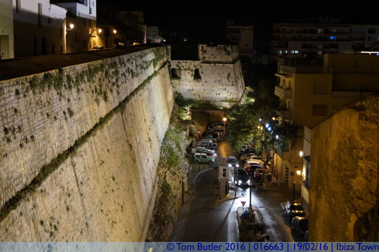 Photo ID: 016663, On the walls at night, Ibiza Town, Spain