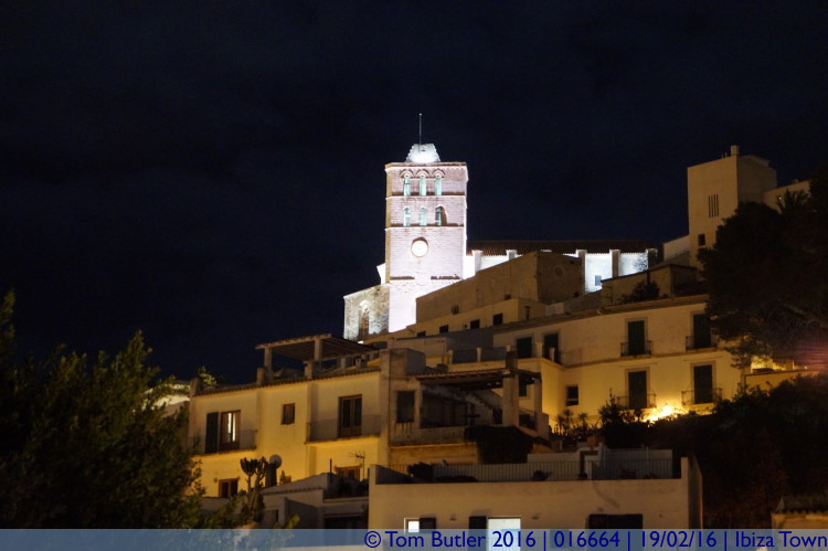 Photo ID: 016664, Cathedral at night, Ibiza Town, Spain