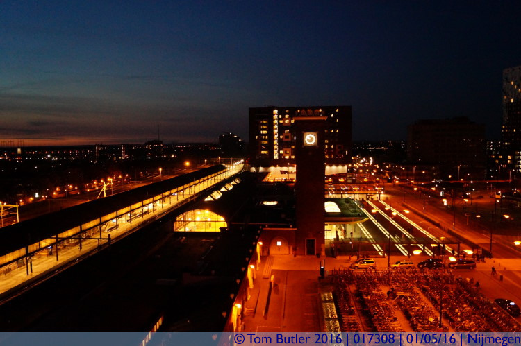 Photo ID: 017308, Clock tower at night, Nijmegen, Netherlands