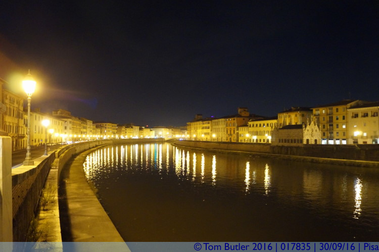 Photo ID: 017835, Arno at night, Pisa, Italy