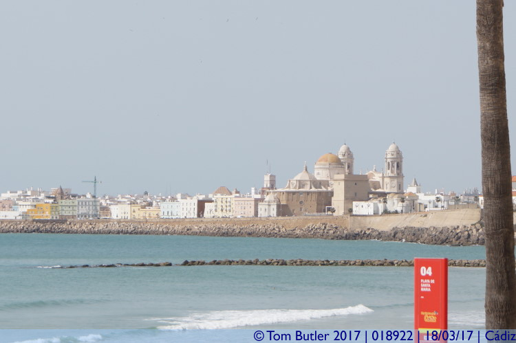 Photo ID: 018922, Cathedral from the beach, Cadiz, Spain