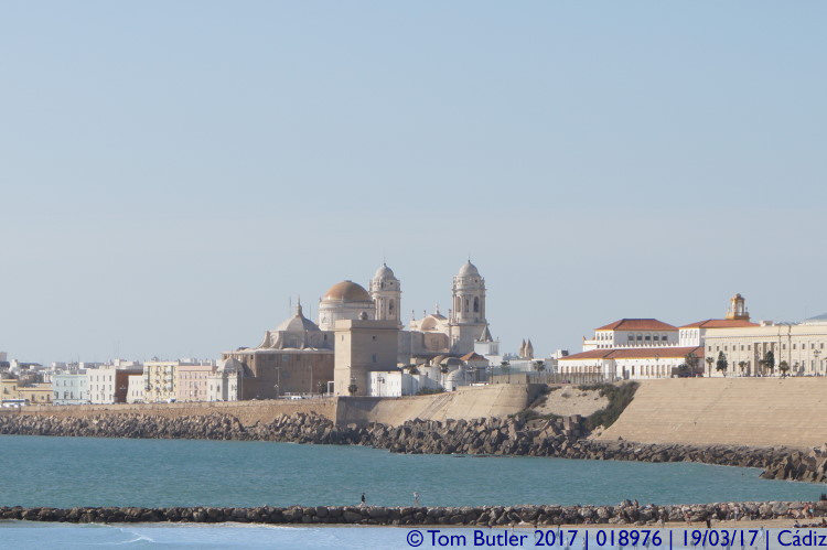 Photo ID: 018976, Cathedral from the beach, Cadiz, Spain
