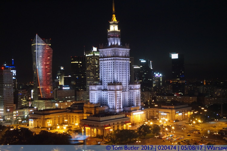Photo ID: 020474, PKiN illuminated, Warsaw, Poland