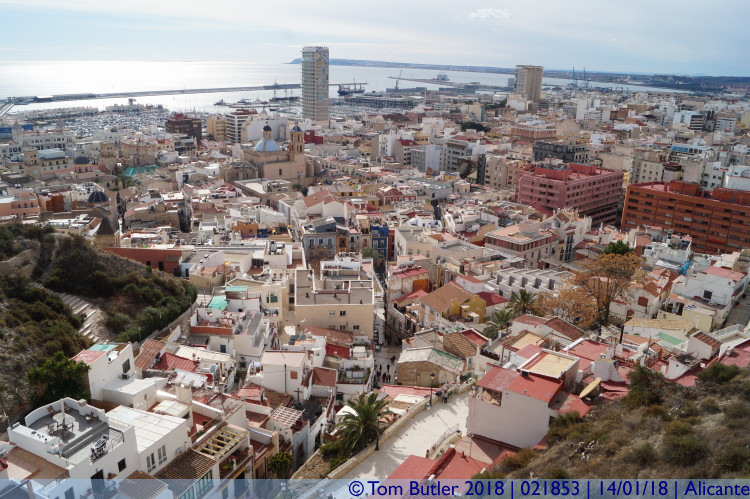 Photo ID: 021853, Looking down into the old town, Alicante, Spain