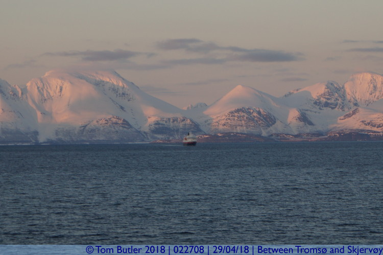 Photo ID: 022708, Approaching Hurtigruten, Between Troms and Skjervy, Norway