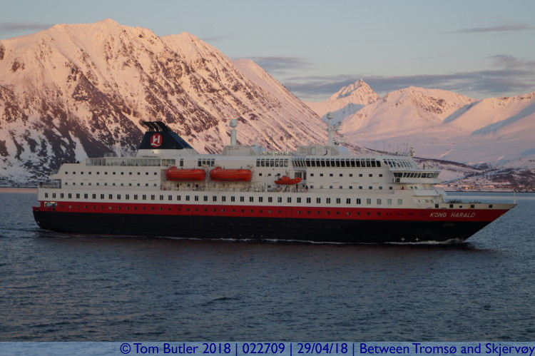 Photo ID: 022709, MS Kong Harald, Between Troms and Skjervy, Norway
