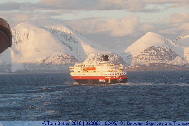 Photo ID: 022865, Passing the Polarlys, Between Skjervy and Troms, Norway