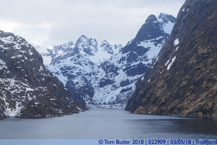 Photo ID: 022909, Looking down the fjord, Trollfjord, Norway