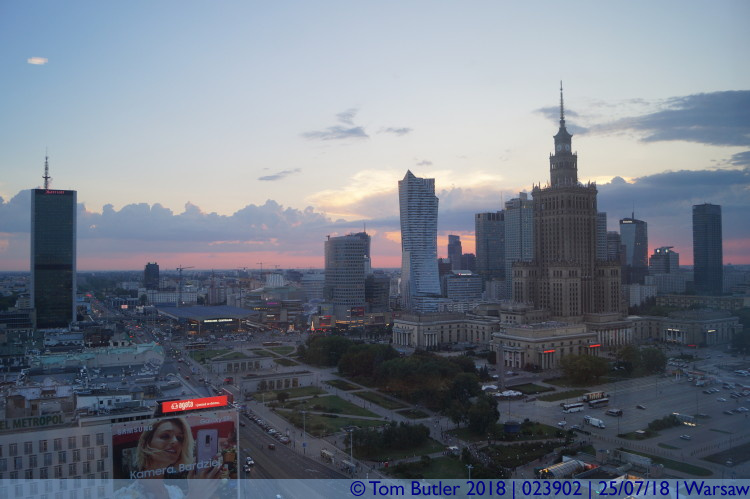 Photo ID: 023902, View from the hotel at night, Warsaw, Poland