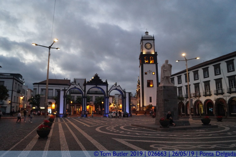 Photo ID: 026663, Central Ponta Delgada at dusk, Ponta Delgada, Portugal