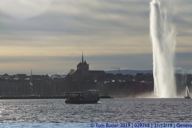 Photo ID: 029715, Cathedral, ferry and Jet d'Eau, Geneva, Switzerland