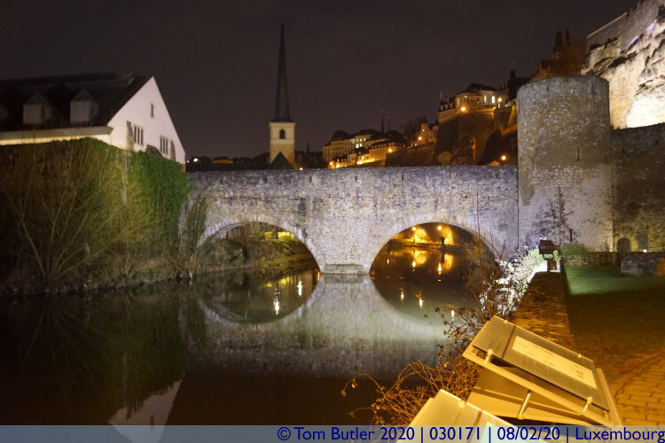 Photo ID: 030171, Stierchen Bridge at night, Luxembourg, Luxembourg