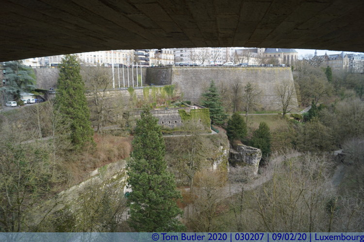 Photo ID: 030207, View from under the bridge, Luxembourg, Luxembourg