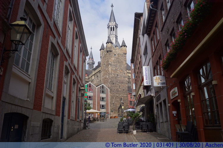 Photo ID: 031401, Approaching the Rathaus, Aachen, Germany