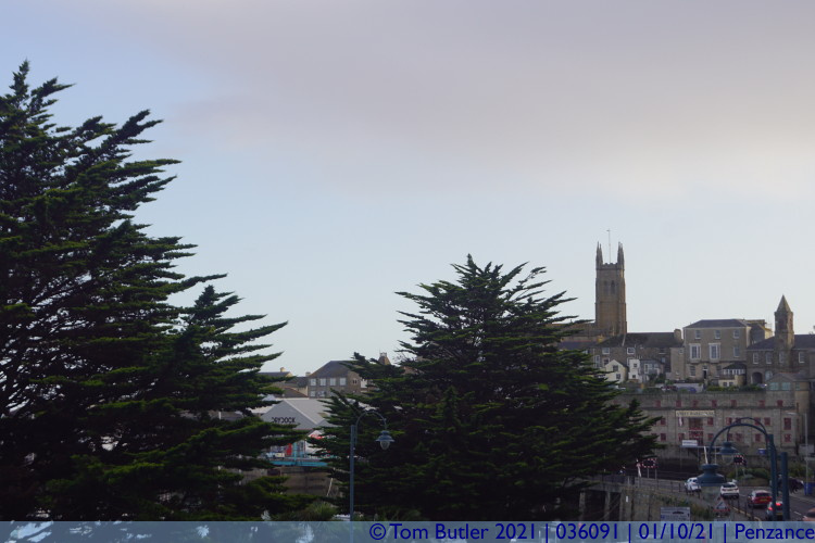 Photo ID: 036091, St Marys Church from the Shopping centre, Penzance, Cornwall