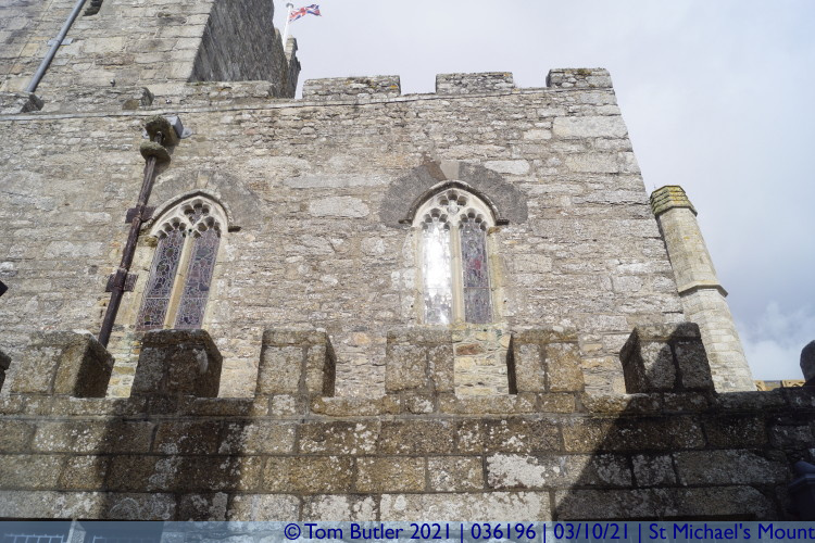 Photo ID: 036196, Chapel windows, St Michael's Mount, Cornwall