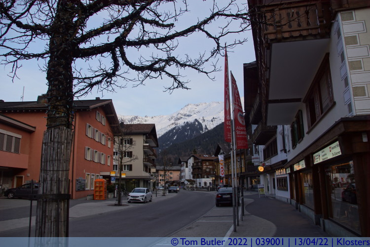 Photo ID: 039001, Main street and mountains, Klosters, Switzerland