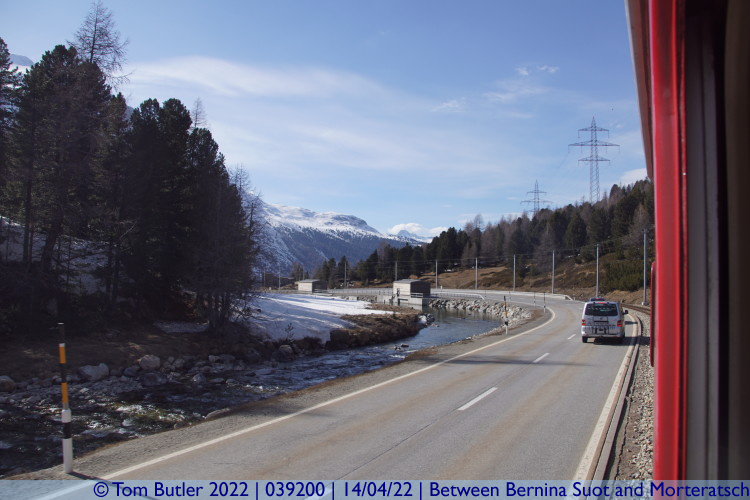 Photo ID: 039200, Descending alongside the road, Between Bernina Suot and Morteratsch, Switzerland