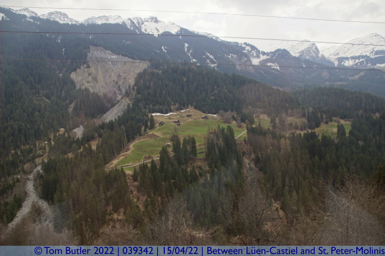 Photo ID: 039342, Looking down on the Plessur Valley, Between Len-Castiel and St. Peter-Molinis, Switzerland