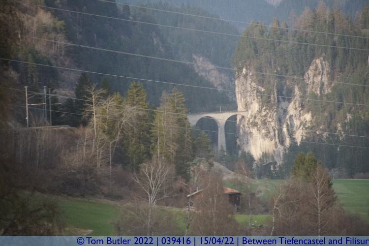 Photo ID: 039416, First glimpse of the Landwasser Viaduct, Between Tiefencastel and Filisur, Switzerland