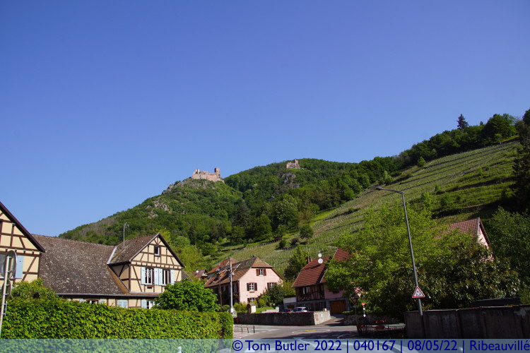 Photo ID: 040167, Looking up to the castles, Ribeauvill, France