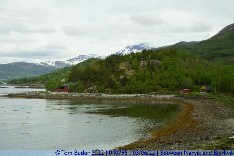 Photo ID: 040795, Fjord side huts, Between Narvik and Bjerkvik, Norway