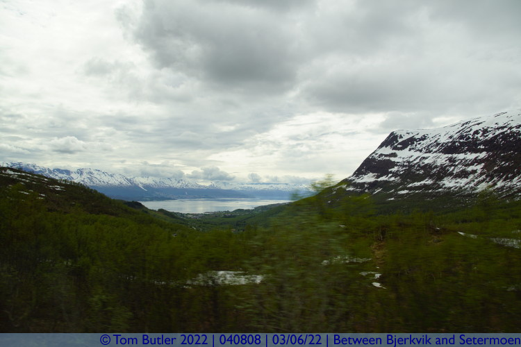 Photo ID: 040808, Looking down on the Herjangsfjord, Between Bjerkvik and Setermoen, Norway