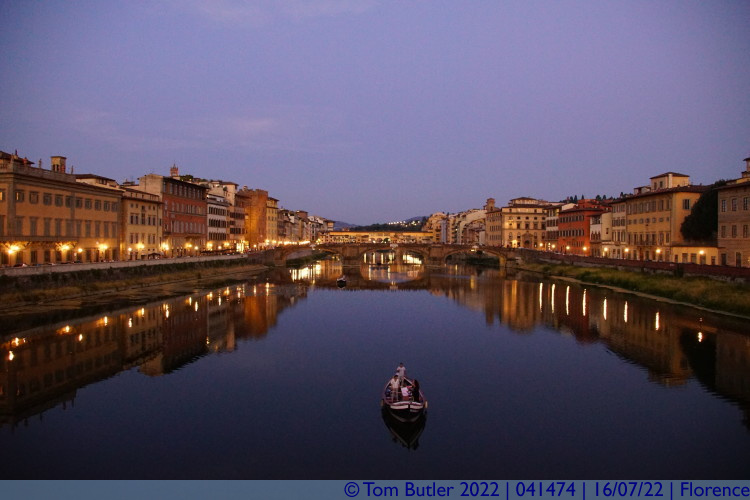 Photo ID: 041474, Looking up the Arno at Sunset, Florence, Italy