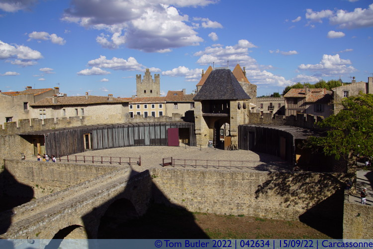 Photo ID: 042634, Looking down on the Barbican, Carcassonne, France