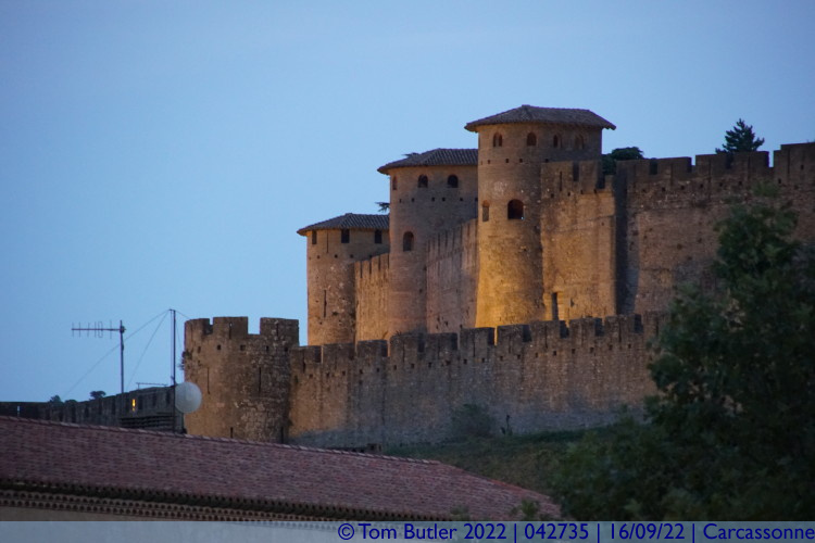 Photo ID: 042735, Walls at dusk, Carcassonne, France
