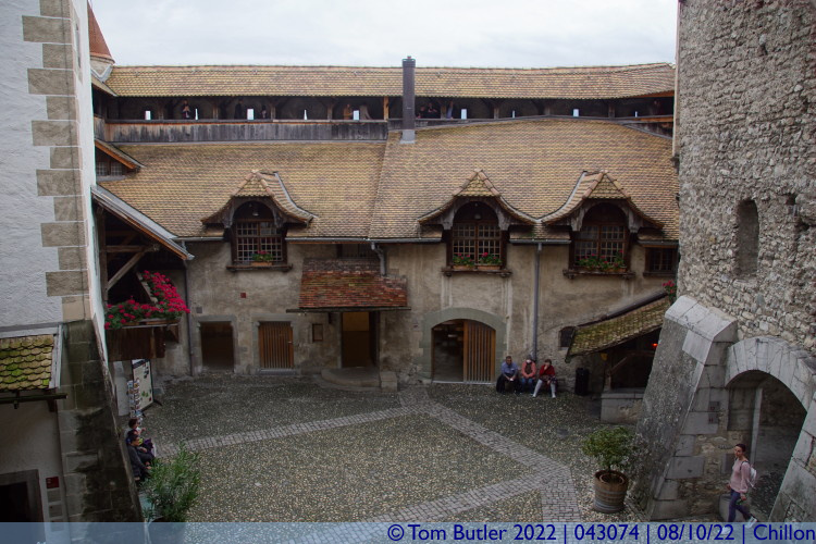 Photo ID: 043074, Looking down on the 1st courtyard, Chillon, Switzerland