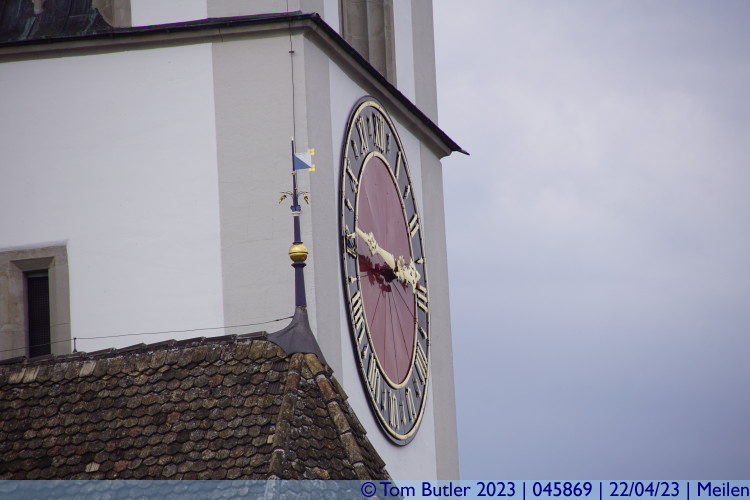 Photo ID: 045869, Clock face of the church, Meilen, Switzerland