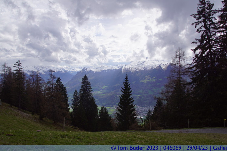 Photo ID: 046069, View over the mountains in Switzerland, Gaflei, Liechtenstein